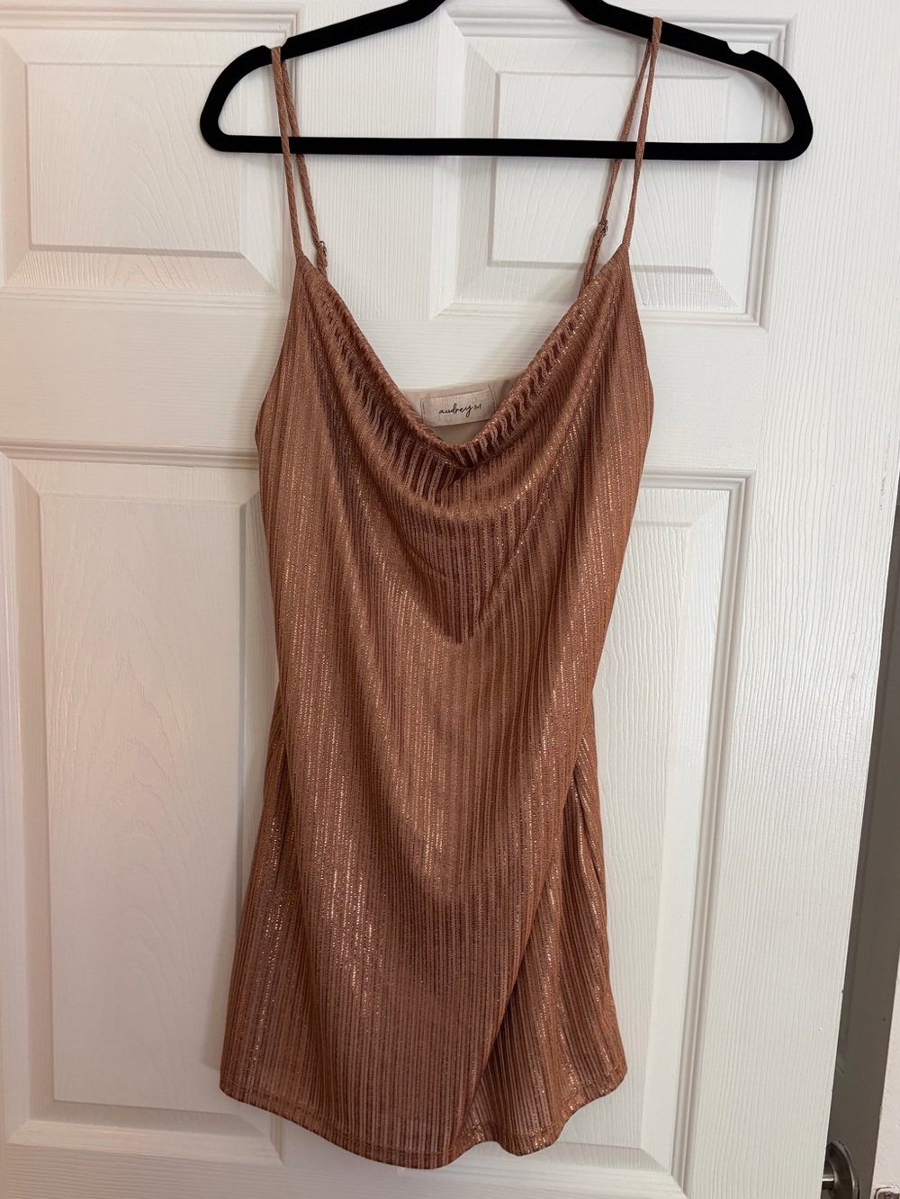 Metallic Gold Cowl Neck Slip Dress - Women